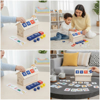 Wooden House Toy with Tiles Fine Motor Shape Sorter House Color Matching