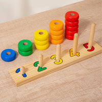 Educational Math Toy Educational Math Learning Board Paint Wooden Number Counting Stacker for Young Children
