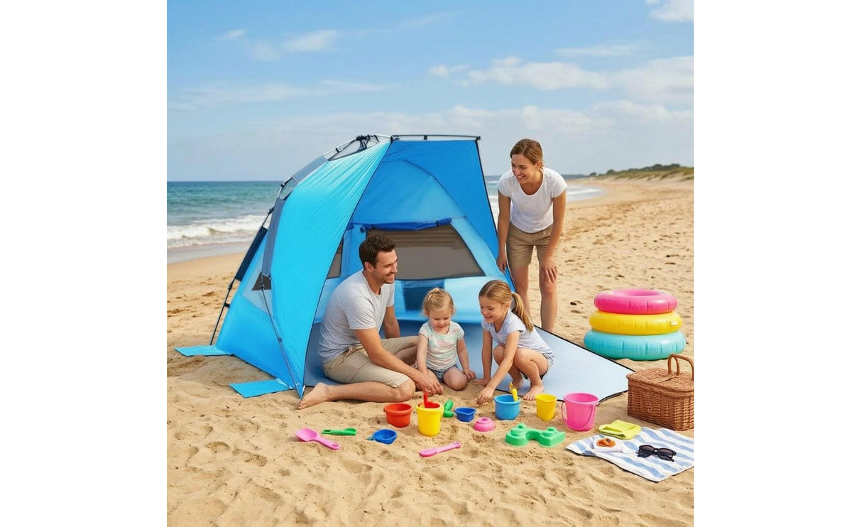 Beach Tent Mesh Openings Effortless-Setup Beachfront Tent Front Floor Mat for Outdoor