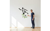 3D Soccer Player Wall Decal Self 3D Sport Wall Sticker Easy Installation House Decoration for Kids, Boys, Gym, Playroom