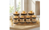 7 Pieces Food Container with Stand Crackle-Glazed Ceramic Jar with Wood Lid Easy to Wipeable Ceramic Container for Pantry