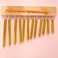 Included Mallet 12-Tone Wind Chime Suspended Tubes Percussion Wind Chime Gold-Colored Music Decor Polished