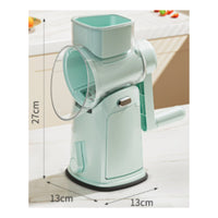 5-Blade Manual Countertop Rotary Drum Cutter Space-Saving Mandoline Cutter with Suction Base for Meal Prep