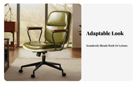Height Adjustable Armless rotate Chair with casters Retro Design Computer Seat Rolling Casters Office Furniture Padded padding for Home Workers, Students, Adults, Study Room, Bedroom