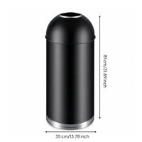 Trash Bin with Domed Top Cylindrical Trash Can with Domed Lid Easy to Clean Open Top Waste Bin for Cafes