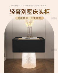 全屋智能别墅风亚克力床头柜轻奢高级感创意透光设计收纳柜三色灯 高级黑【无功能】 整装 A