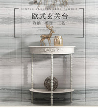 玄关桌条案玄关台桌子靠墙入户正对门条桌铁艺半圆玄关柜极窄案几