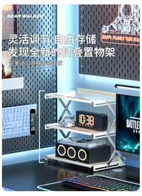 新款台面电竞房桌面折叠置物架家用手办电脑咖啡杯网红多层收纳架