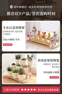 桌面实木展示架盲盒手办收纳香水多肉展示台吧唧置物架阶梯陈列架