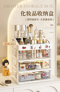 化妆品收纳盒梳妆台口红面膜置物架护肤品盒子抽屉透明防尘化妆盒