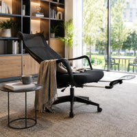 Reclining Office Chair Footrest Reclining Desk Chair Curved Armrests Furniture