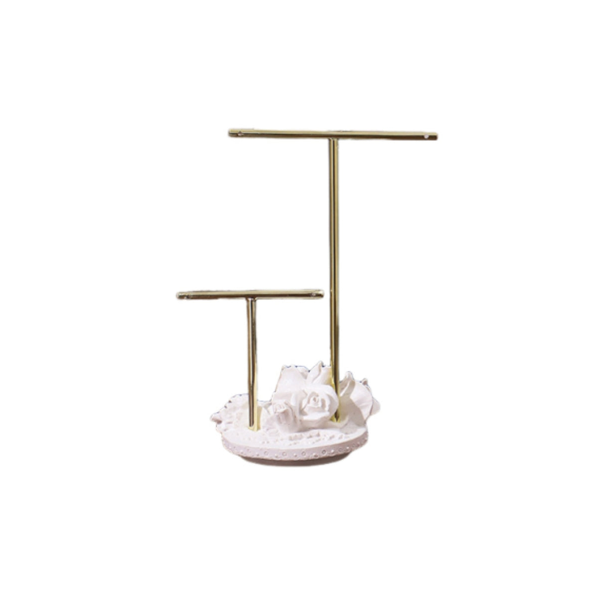 floralThemed Earring Display Stand Gold-Toned Decorative Jewelry Stand Polished Jewelry Display Organizer Stable Base