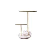 floralThemed Earring Display Stand Gold-Toned Decorative Jewelry Stand Polished Jewelry Display Organizer Stable Base