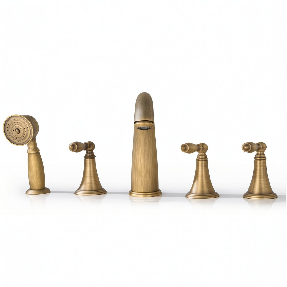 5 Pieces Bathtub Faucet Assembly Metal Bathtub Faucet with Handheld Shower Bath Tub Spout for Bathroom