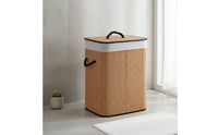 Lidded Bamboo Laundry Basket with Lid Easy to Carry Laundry Basket with Lid Freestanding Sturdy for Bathroom, Bedroom