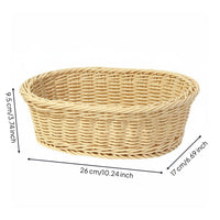Oval Wicker Basket Tight Weave Bread Basket Easy to Clean Household Organizer for Dining Table