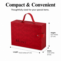 Floral Drawer Gift Boxes for Presents, Retro Red Paper Gift Box with Lids, 27x9x21cm Birthday Girlfriend Company Gift