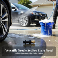 8 Pieces 1/4 Inch Quick Connect Adapter Leak Proof Pressure Washer Adapter Ball Lock Design Brass Pressure Washer Coupler Color-Coded Nozzles for Car Washing, Patio Cleaning