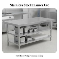 Stainless Steel Work Table Thickened Material Commercial Kitchen Prep Table Sturdy and Sturdy Food Prep Work Station for Chefs, Home Cooks, Warehouse
