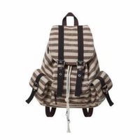 Striped Backpack Large Capacity Canvas Stripe Backpack Functional Design Vintage Design Daypack for Women, Students, Casual Outings, University