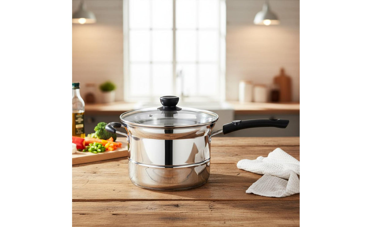Stainless Steel Pasta Cooker Multipurpose Pasta Pot with Strainer Pasta Cooker Set Even Heating Kitchen Cookware