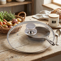 Stainless Steel Pan Lid with Tempered Glass and Steam Vent, Universal Frying Pan Lid for Cooking, Replacement Pot Lid and Wok Lid, Cover Heat