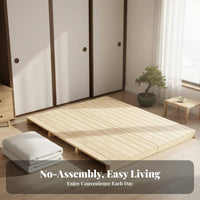 Foldable Mattress Support Folding Design foldable Slatted Bed Base Japanese design Bedroom Furniture for Apartment Dwellers, Minimalists, woven mat Room