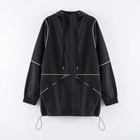 Coats for Women Plus Size Hooded Windbreaker with Zipper Closure, Ladies Long Sleeve Jacket for Autumn Wear, Polyester Style up to 6XL