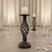 Retro Design Black Metal Candlestick Functional Art Black Metal Candle Stand Exquisite Craftsmanship Hollow Iron Candle Stand Stable Base for Valentine's Day, Candlelight Dinner