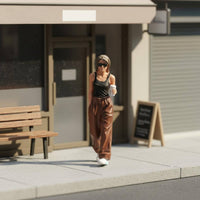 Holding Coffee Cup Woman Statue Collectible 1:64 Scale Resin Figure High Detail Walking Woman Figure for Collectors, Diorama, Desk Display