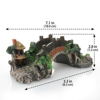 Asian Themed Aquarium Caves and Hides, Realistic Finish Bridge Aquarium Cave, Resin Arch for Freshwater Fish Tanks, Hollow Shelter Ornament