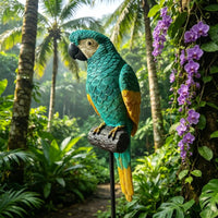 Tropical Parrot Figurine with Stand Lifelike Parrot Figurine Realistic Bird Ornament Outdoor for Courtyard