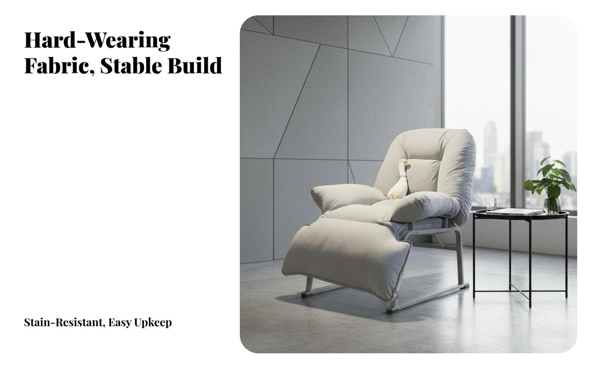 Folding Design Foldable resting Recliner with Headrest Pillow Adjustable Padded Cot Ergonomic Support Reclining Chair Secure Locking System for Office Workers, House Guests, Balcony, Patio, Outdoor, waterfront