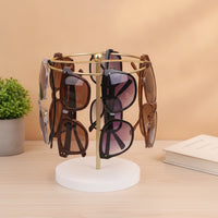 Metal Glasses Display Stand Desktop Sunglasses Organizer with Round Base Compact Tabletop Sunglasses Rack for Eyewear Collectors, Vanity, Shop Counter