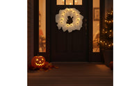 Light-up Ghost Wreath Spooky Halloween Wreath with Lights Pre-Lit Hanging Decoration Indoor Outdoor for Window