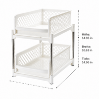Kitchen Pull-Out Shelf, Narrow Kitchen Organizer 18.5x38x62cm, 2 Levels, Freestanding, for Kitchen Storage