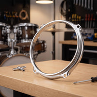 6 Inch Drum Hoop Polished Drum Hoop with 4 Holes Silver Hardware for Drummers