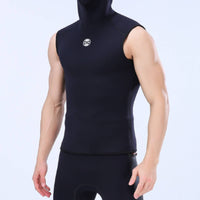 3mm Hooded Diving Vest Sleeveless Dive Vest with Hood Stretch Wetsuit Warm for Snorkeling