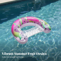 Thickened PVC Dragon Fruit Pool Buoy Double Handles U-Shaped Buoy Ing Chair Leak-Proof Valve for Adults, Family, Beach, Lake