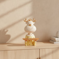 Decorative Deer Statue with Storage Tray Playful Deer Figurine with Tray Modern Storage Figurine Compact for Entryway