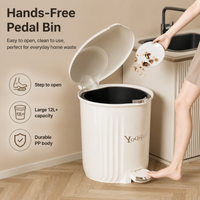 Large 40 Litre Kitchen Bin, Pedal Kitchen Bin for Food Scraps, Lidded Cylindrical Waste Bin, Easy Clean Material