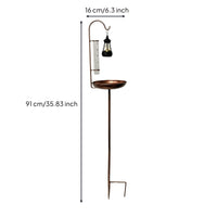 Shielded Solar Bird Feeder with Rain Gauge Decorative Garden Stake with Solar Light Ornamental Rain Gauge with Glass Tube Stable for Balcony