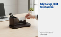 Wooden Business Card Holder, Multifunctional Pen Organizer, Desktop Office Accessory for Study, Business, Gift