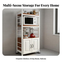 Microwave Oven Stand Multifunctional Microwave Stand with Cabinet Space Saving Multi-Tier Storage Rack for Homeowners, Families, Balcony, Living Room