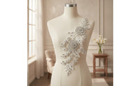 Floral Applique Sequined Embroidered Embellishment with Beads Sequin Applique 3D Beaded Embellishment Sew-on for Crafters