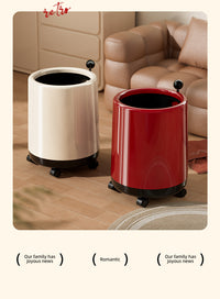 Modern Light Luxury Trash Can, Plastic, 10L, Double Layer, with Wheels Option
