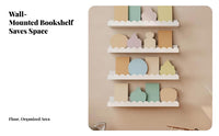 Solid Wood Wavy Border Wall Shelf Child-Friendly Child S Room Book L Border Space Saving for Toddlers, Infants, Bedroom, Playroom