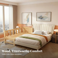 Polished Rounded Edges Wooden Co-Sleeper with Guardrail Sturdy Frame children's Furniture Space-Saving Toddler Bed Breathable Slatted Base for Toddlers, Infants, Nursery, Bedside, Bedroom, Small Apartments