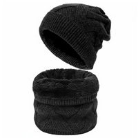 Thick Knit Winter Hat & Fleece-Lined Neck Gaiter, Unisex