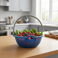 Arched Handle Perforated Harvest Basket Blue Fruit Picking Basket Lightweight Harvesting Tool Reinforced Rim